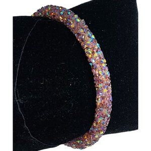 Women's Rhinestone Stretchy Sparkly Blingy Fashion Bracelet Pinks Silvertone